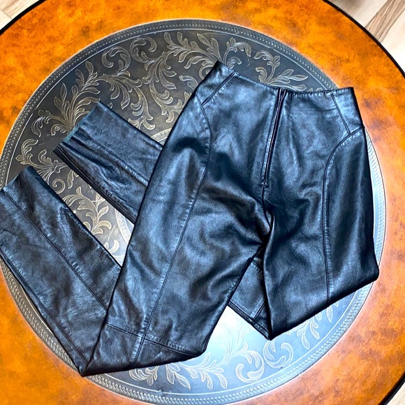 Verducci Black 100% Leather Pants Back Zipper Fully Lined Mint Condition Size 6 - Picture 5 of 8